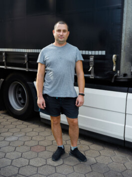 portrait of a commercial driver at A2 motor way stop