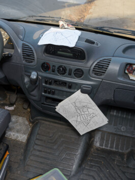 passenger compartment of a delivery truck
